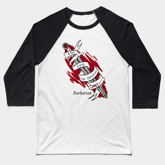 Barbarian Sword Baseball T-Shirt by HannahPalmerArt